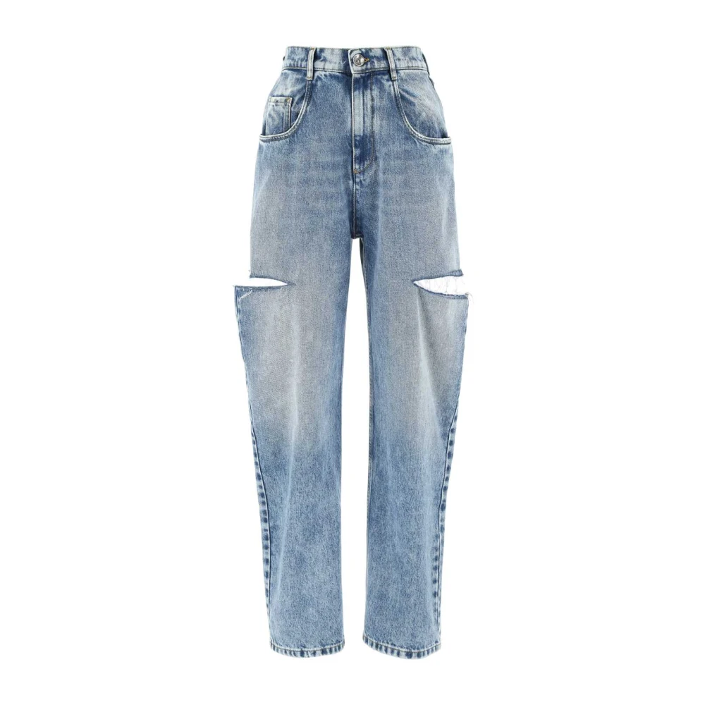 Maison Margiela Women's Blue Loose Fit Jeans, Xs, Cut-Out Jeans
