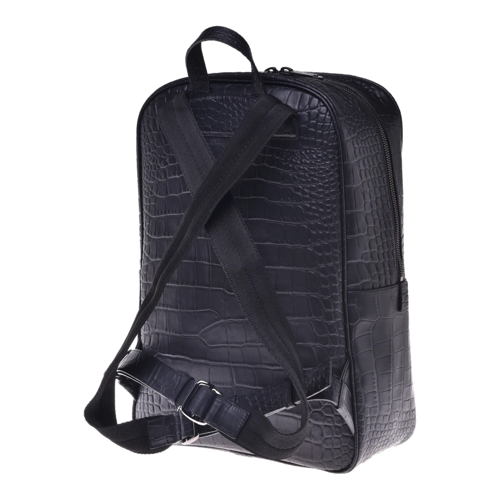 Baldinini Backpack in black crocodile print Black Heren