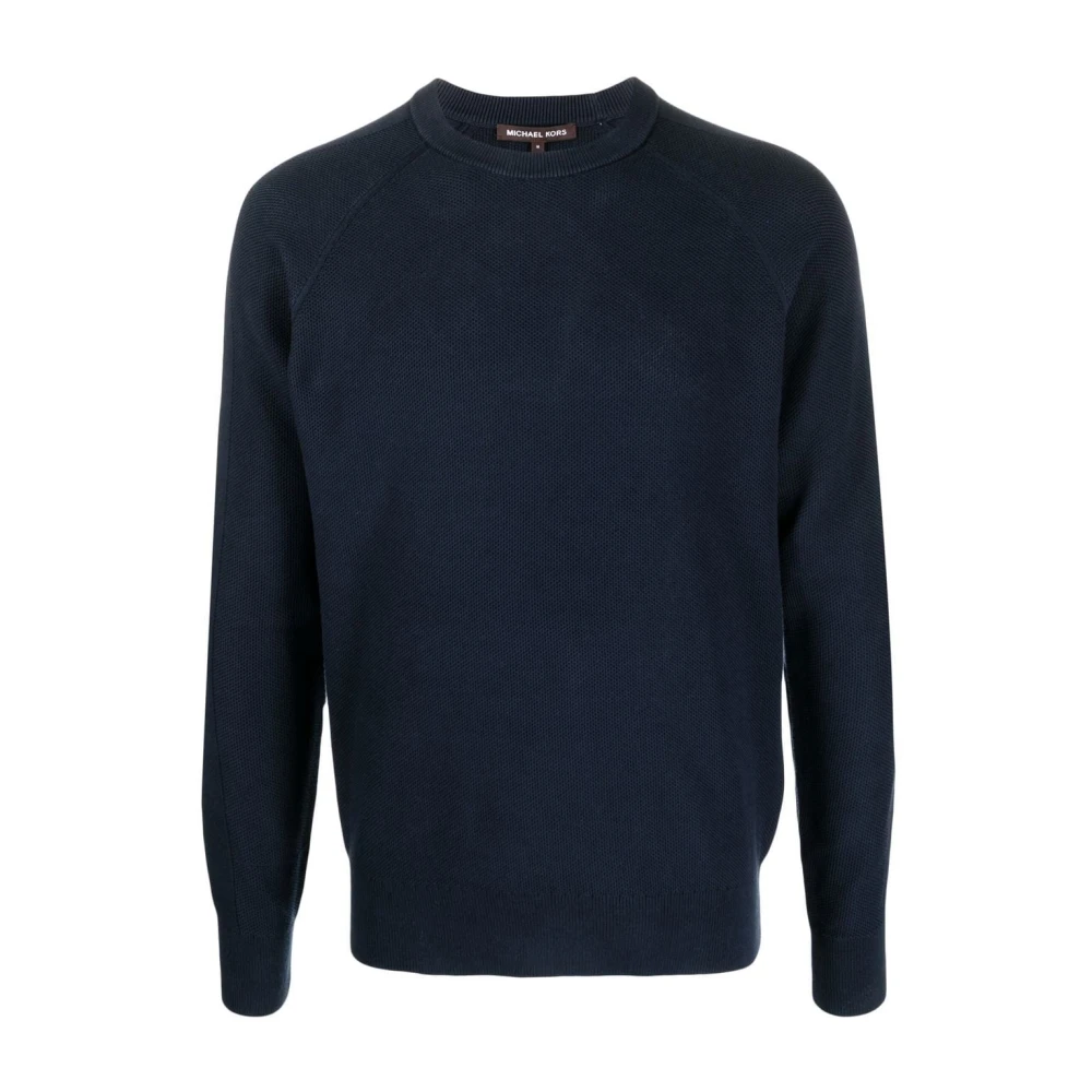 Michael Kors Men's Blue Cotton Crew Neck Jumper - Round-Neck Knitwear - L - Knitwear
