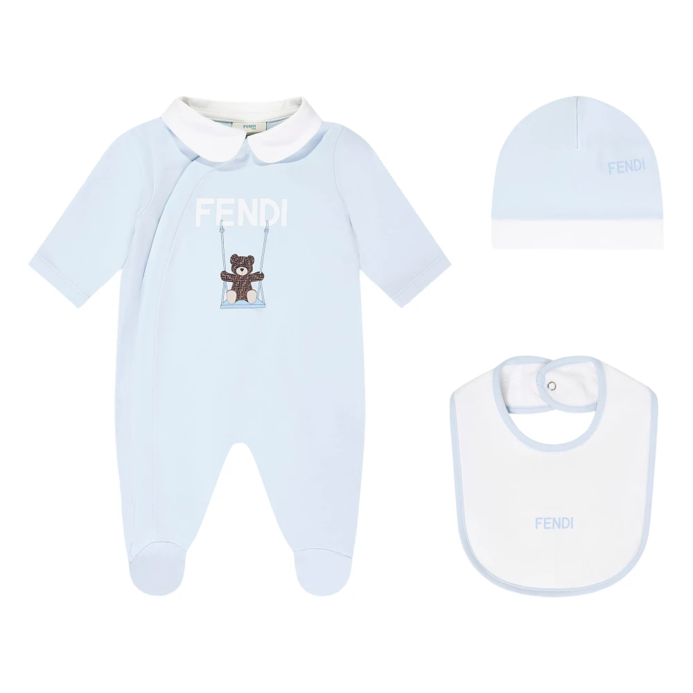 Fendi , Kids Sets, Unisex, Blue, 3 M, Baby Boys Babygrow Gift Set In Blue