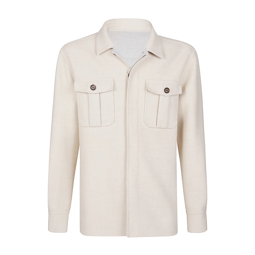 Eleventy Wollen Overshirt Niet Omkeerbaar Beige Heren