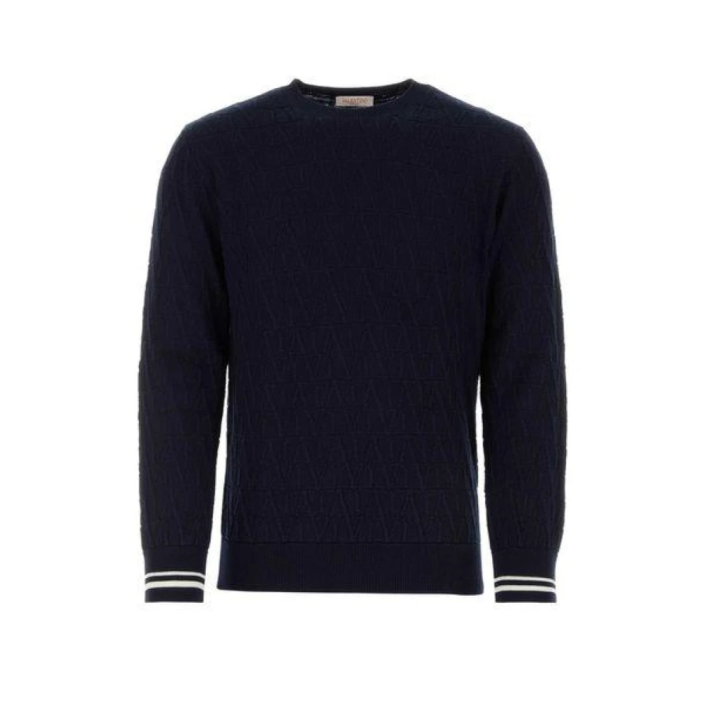 Valentino Garavani Mannelijk Blauw Truien & Vesten Heren, S, Katoen, Maglia