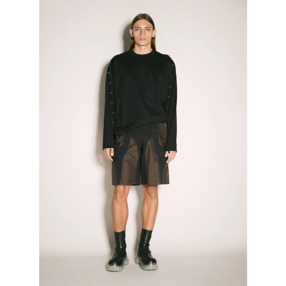 Mugler Katoenen Jersey Pierced T-Shirt Black Heren