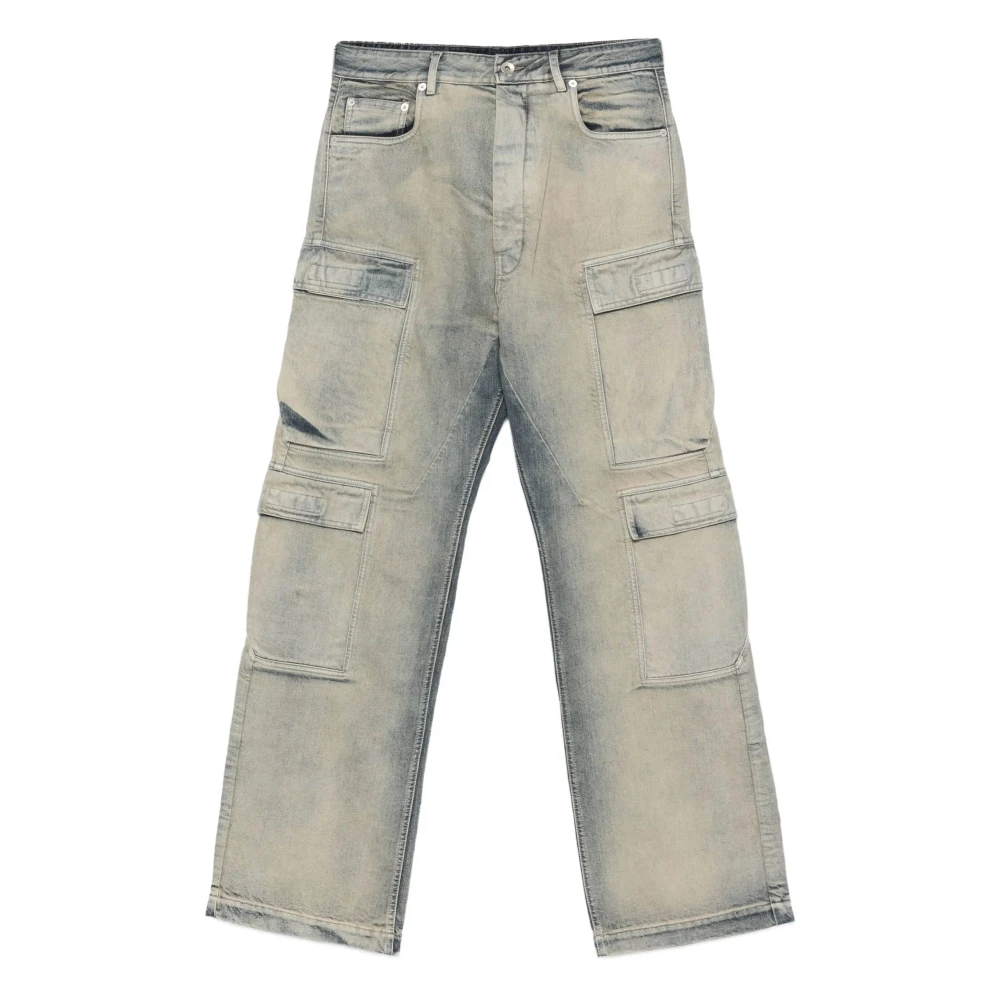 Rick Owens Men's Gray Double Cargo Jeans - Straight Fit Jeans - W32 - Jeans