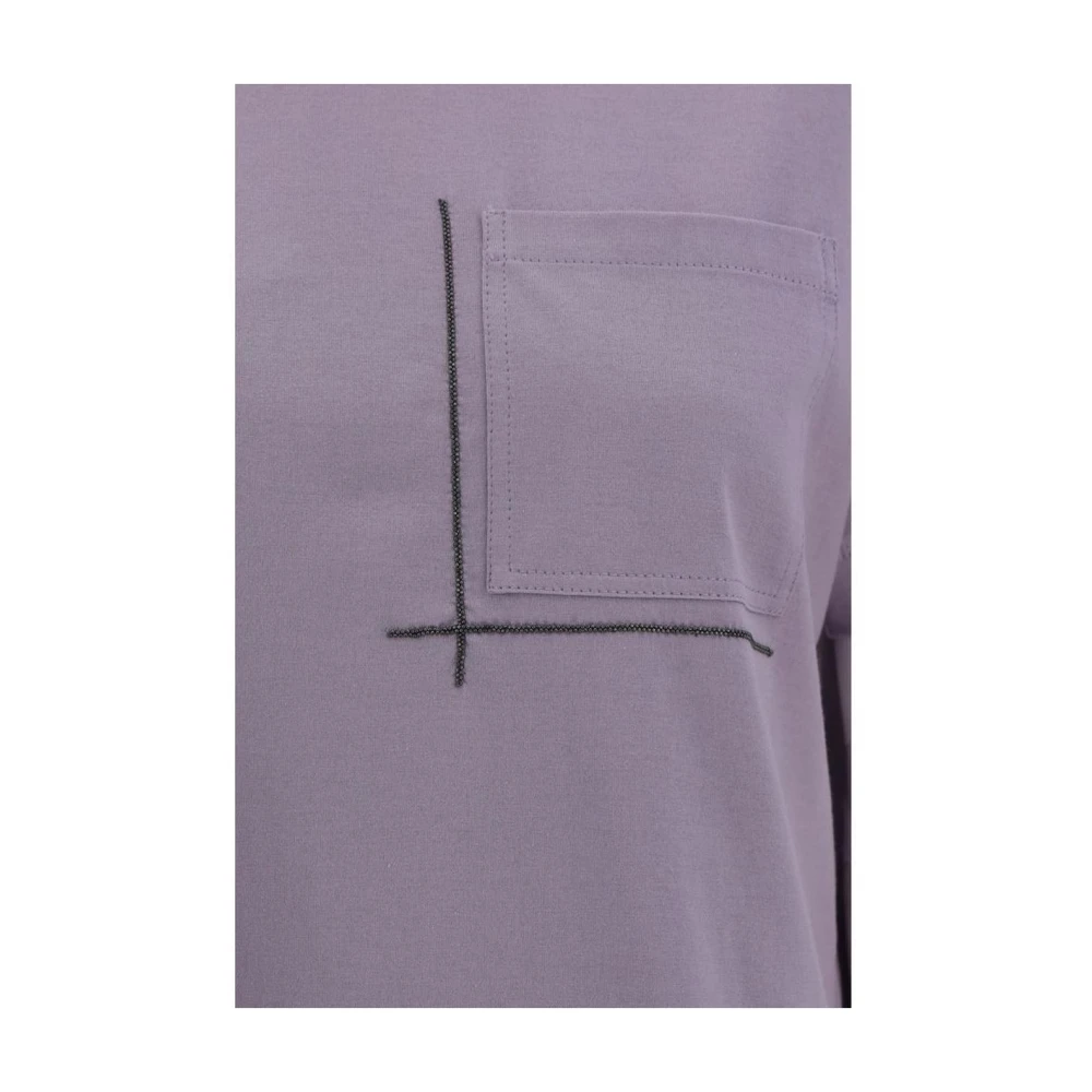 BRUNELLO CUCINELLI Zakdetail Katoenen T-shirt Purple Dames