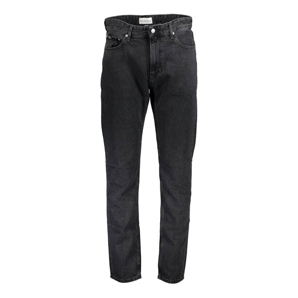 Calvin Klein Zwarte Denim Heren Jeans Gewassen Effect Black Heren