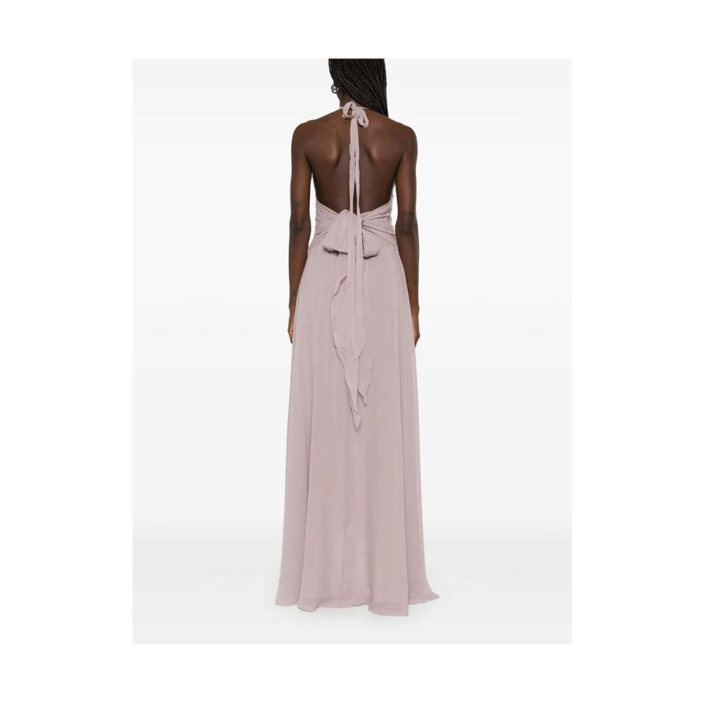 Blumarine Grijze Halternek Jurk met Voorspleet Purple Dames