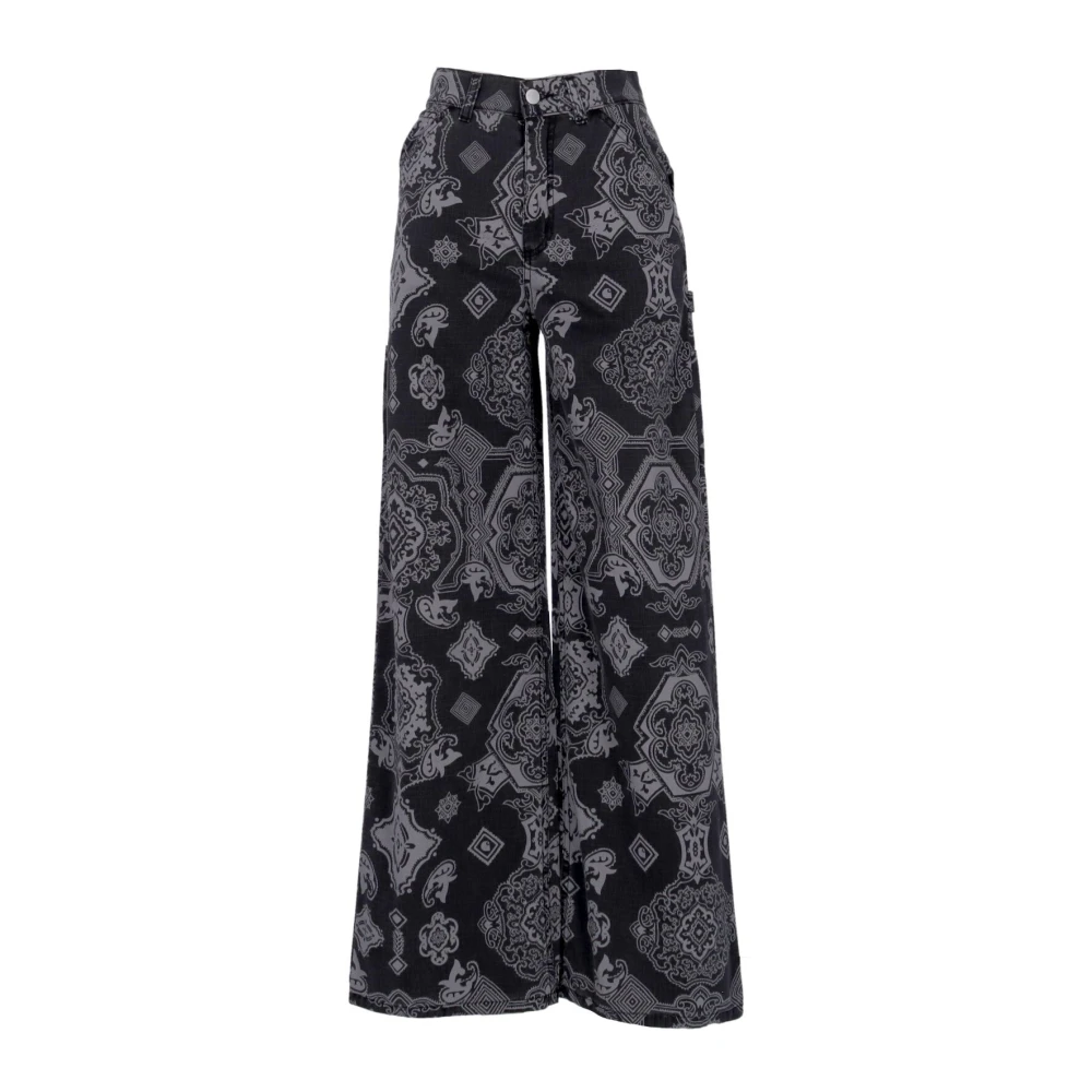 Carhartt Wip Women's Black Heavy Stone Wash Work Trousers - Wide Trousers - W26 - Trousers