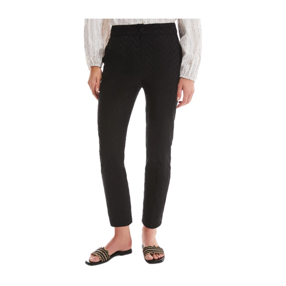 Pennyblack Geometrisch Geborduurde Katoenen Broek Black Dames
