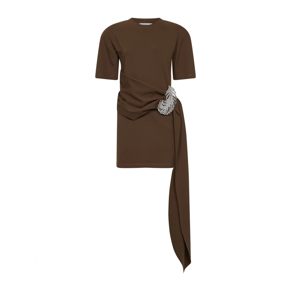 Giuseppe Di Morabito Brown Asymmetric Draped Short Dress - Female - Short Dresses - M - Dresses