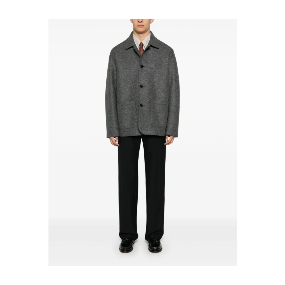 Harris Wharf London Nut Woolen Jas Antraciet Grijs Gray Heren