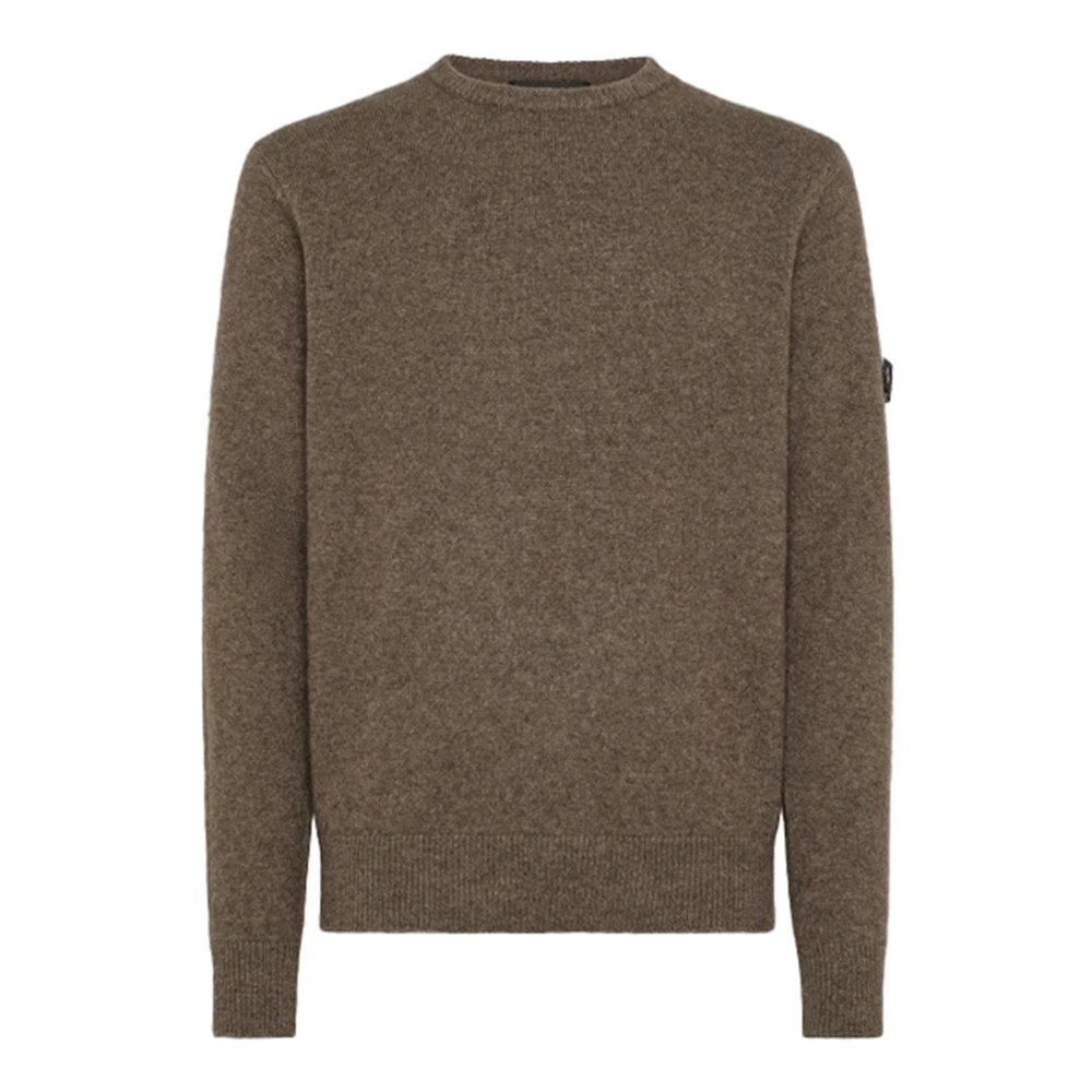 Peuterey Men's Brown Round-Neck Knitwear,, Grey Wool Yak Blend Jumper Medium