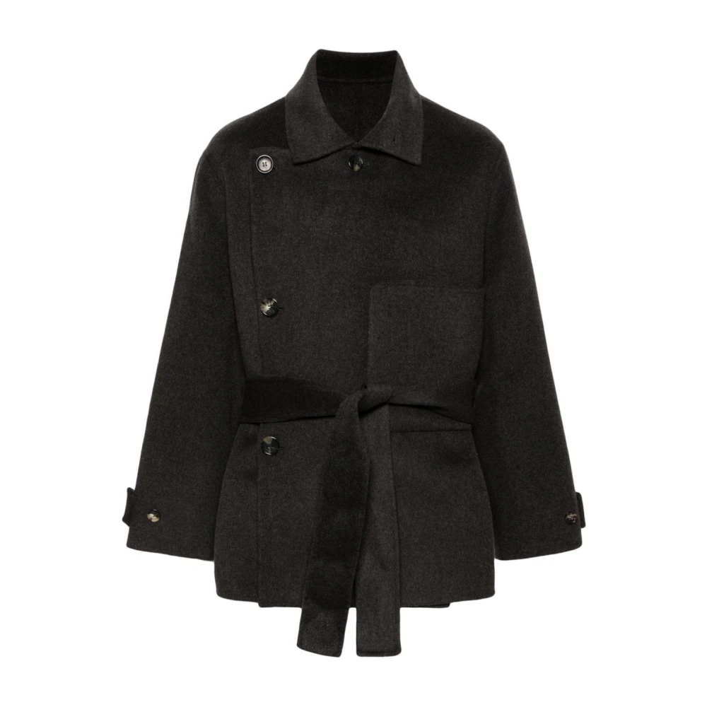 Philosophy Di Lorenzo Serafini Women's Gray Grey Wool Coat Double-Breasted Stylish - Belted Coats - L - Coats
