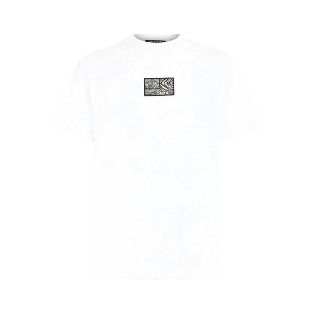 Roberto Cavalli Djurmönster Crew-neck T-shirt White, Herr