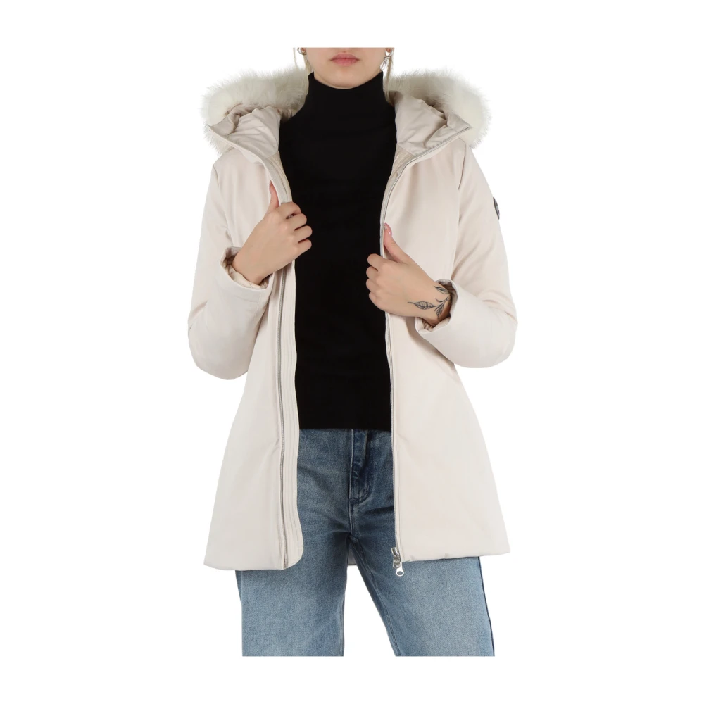 Colmar Stretchstof Pureness donsjack met bontdetail White Dames