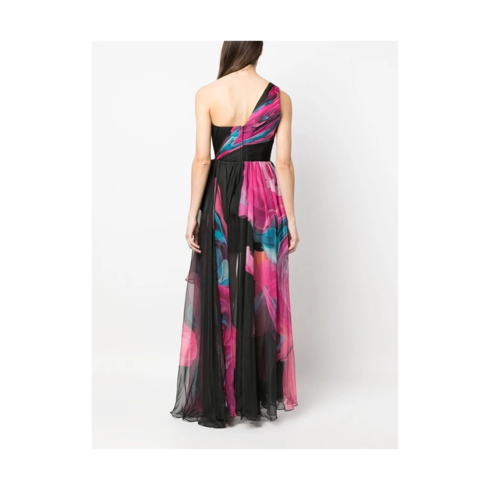 Iris Serban Luna One-Shoulder Zijden Jurk Black Dames