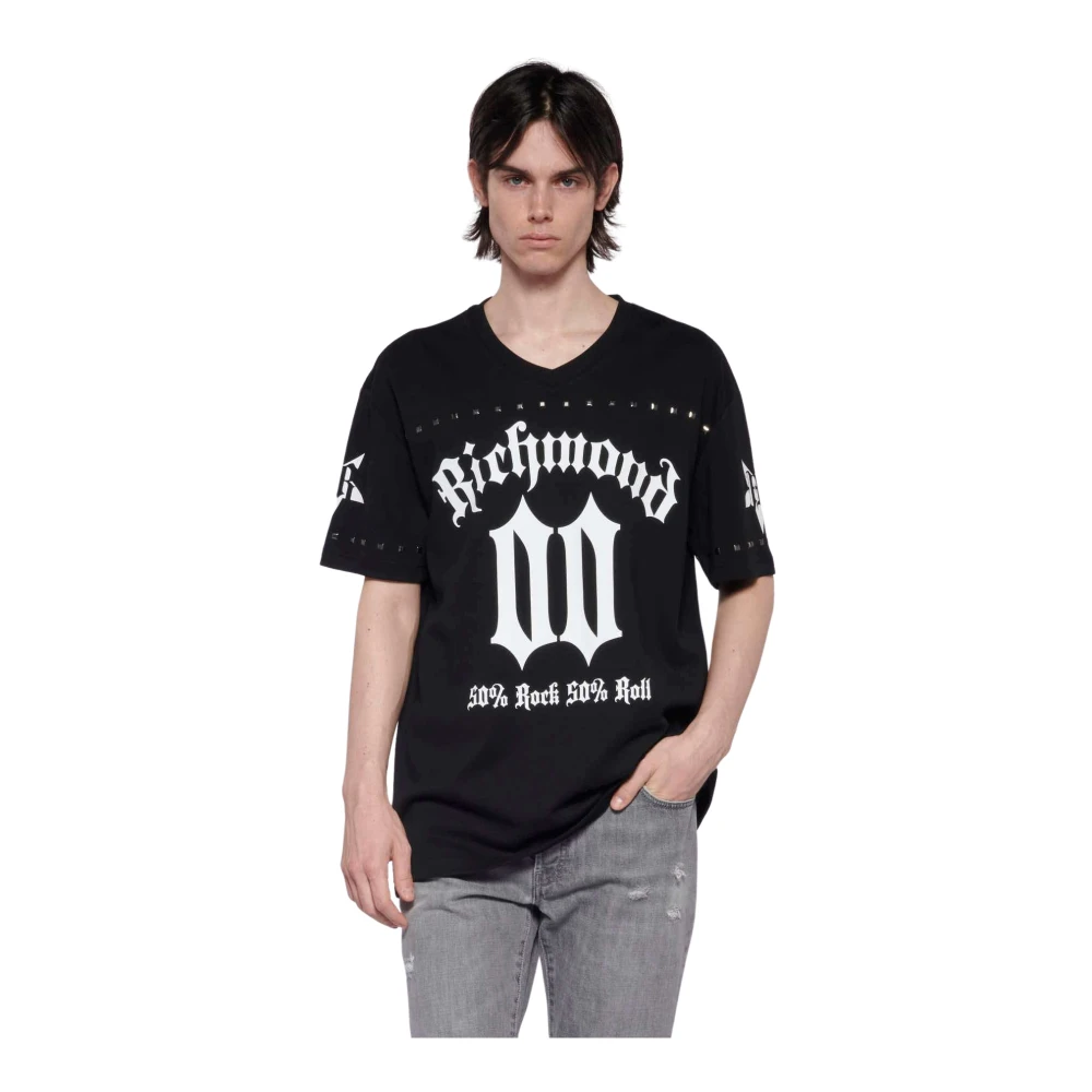 John Richmond Oversized T-shirt med kontrasterande tryck Black, Herr