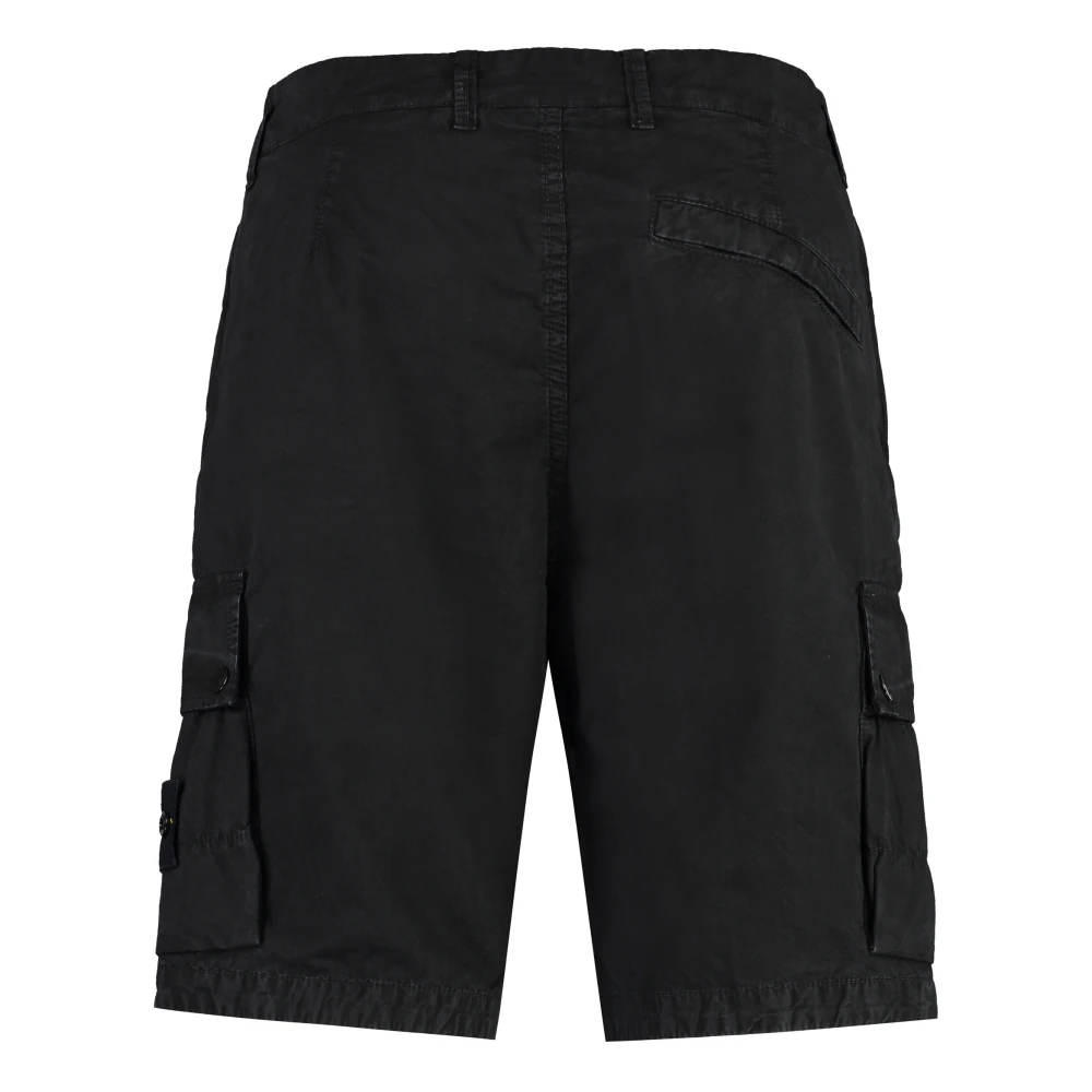 Stone Island Katoenen Bermuda Shorts met Zakken Black Heren