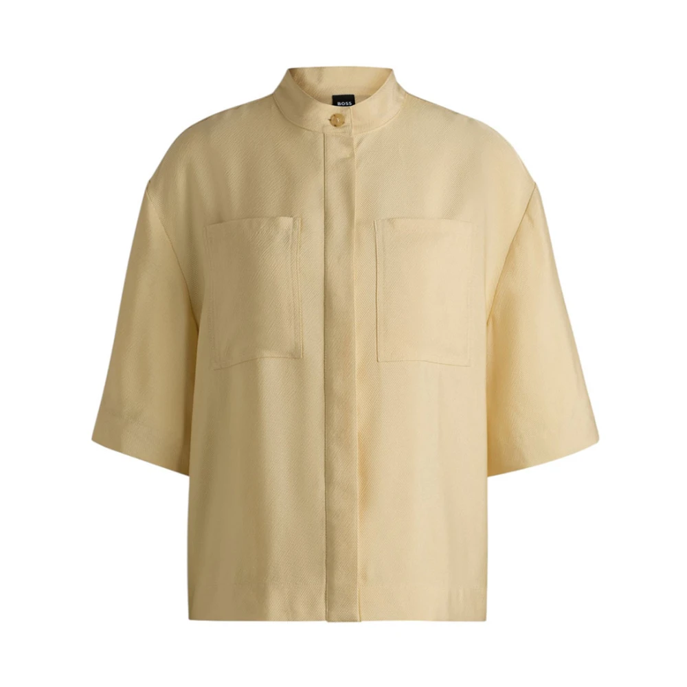 Hugo Boss Korte mouw Balisia shirt met borstzakken Yellow Dames