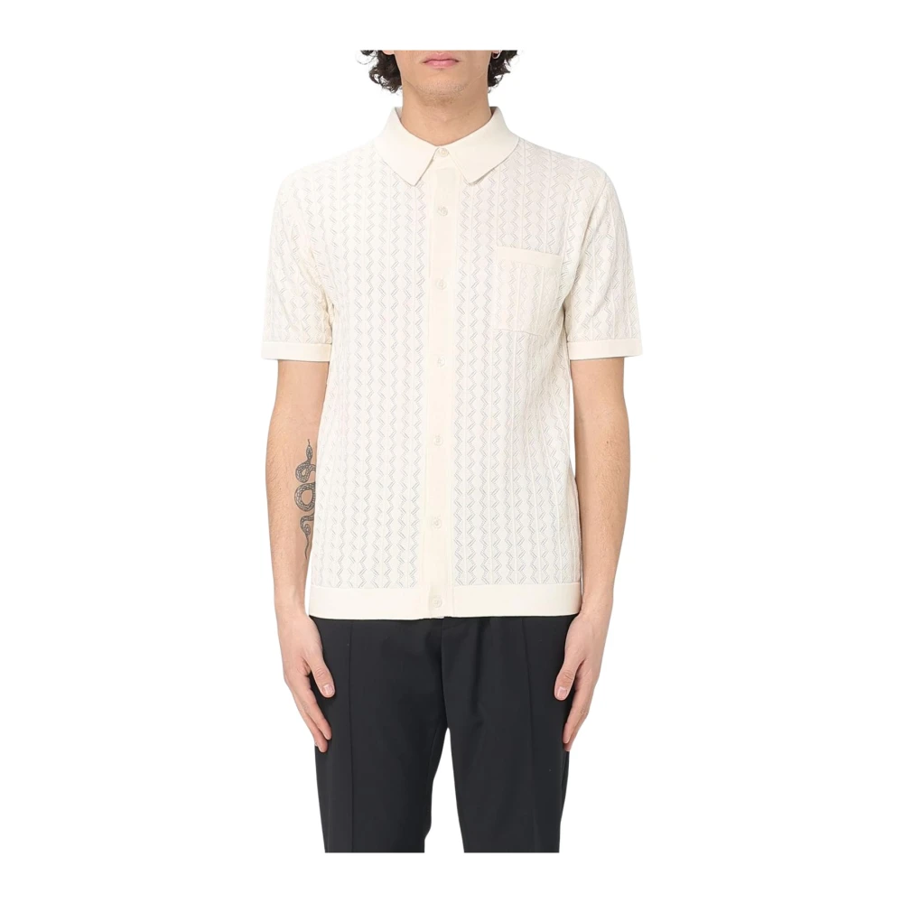 Dolce & Gabbana Men's White Short Sleeve Shirts,, Classic Knitted Polo Shirt With Pocket Medium
