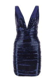 Blue Pailletten Mini -Kleid