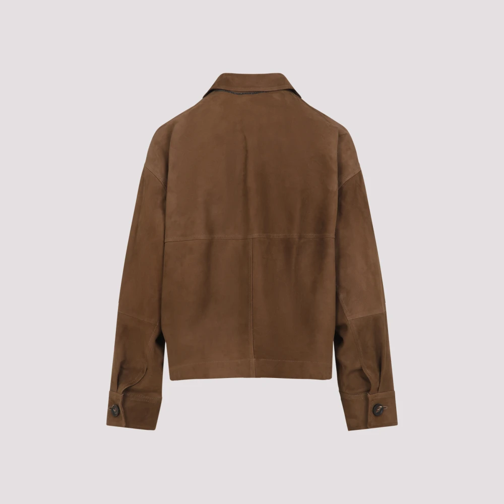 BRUNELLO CUCINELLI Bruin Suède Leren Jas Brown Dames