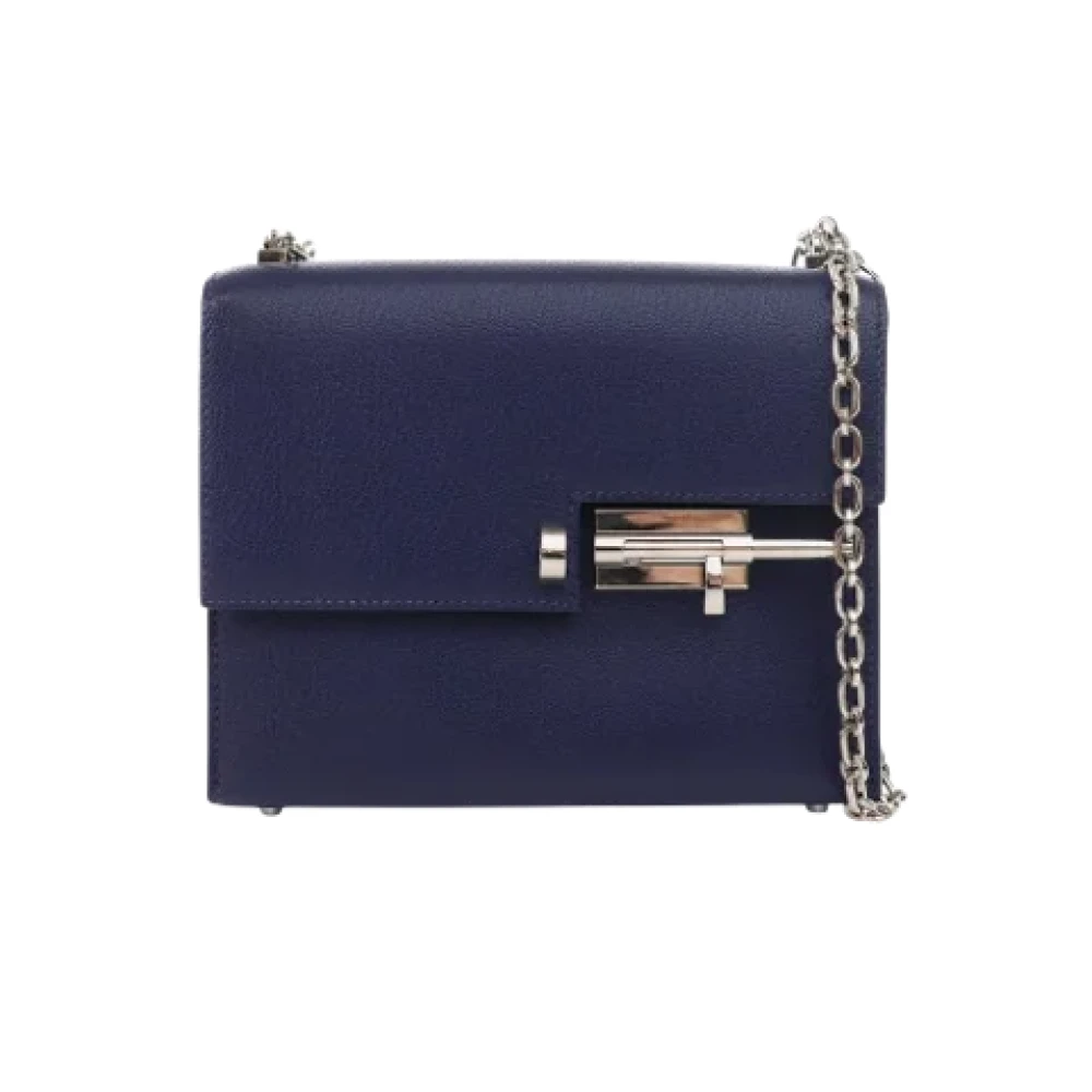 Hermès Vintage Pre-owned Leather crossbody-bags Blue Dames
