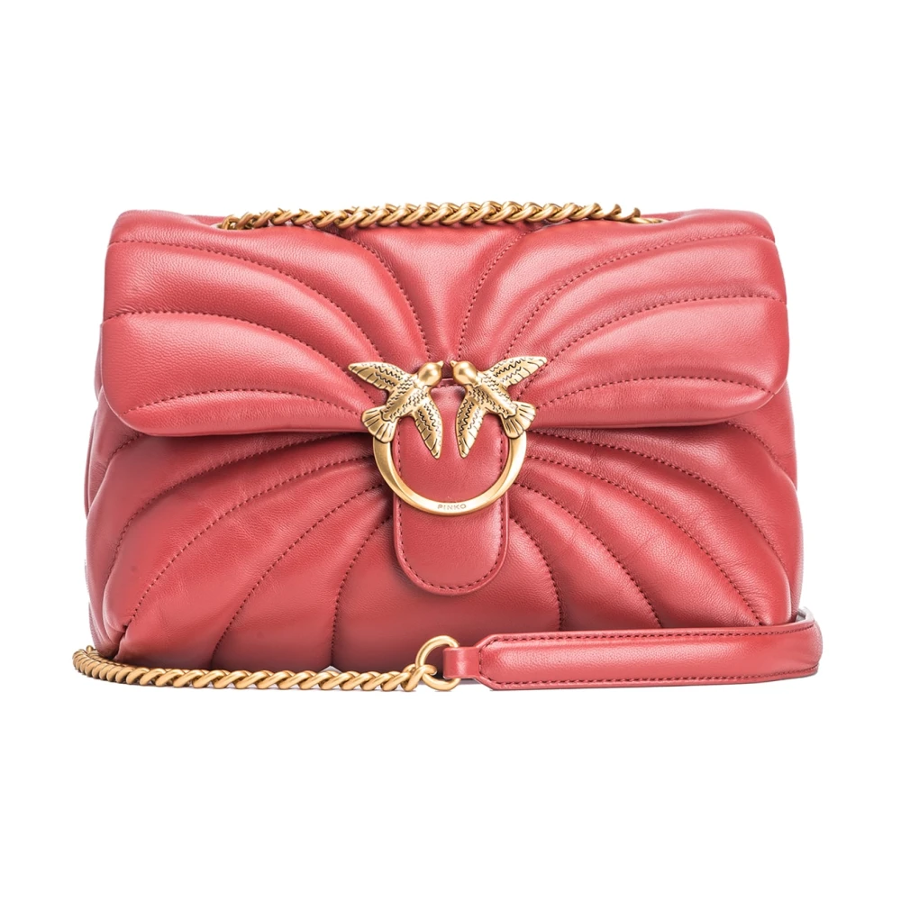 pinko Gewatteerde Love Bag met metalen gesp Red Dames