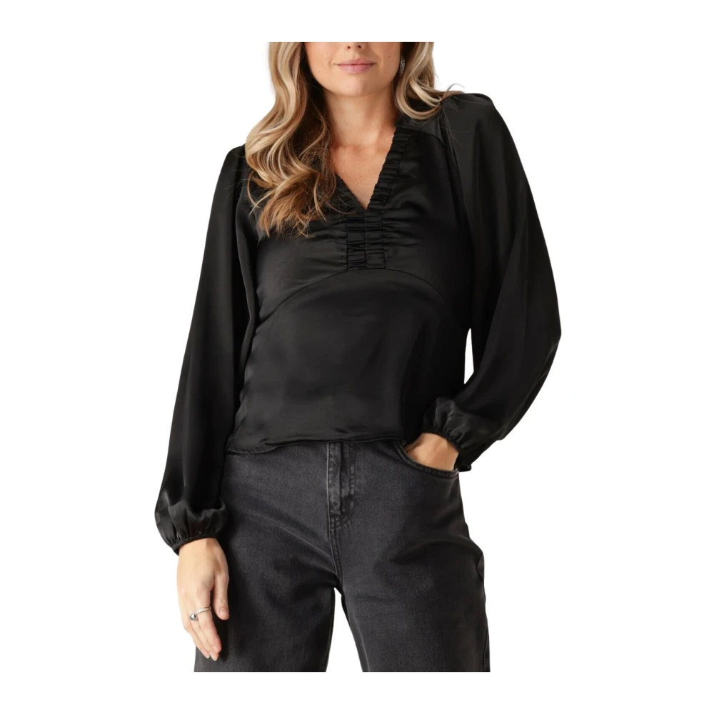 NEO NOIR Elegante Sateen Blouse Black Dames