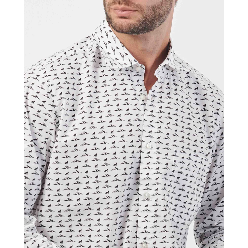 Hugo Boss Witte Katoenen Klassieke Overhemd met All-Over Print White Heren
