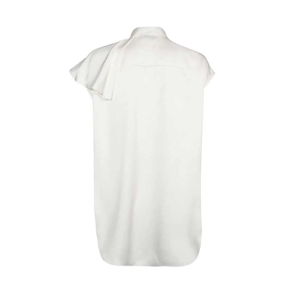 alexander mcqueen Gerimpelde Zijden Blouse met Ronde Zoom Beige Dames