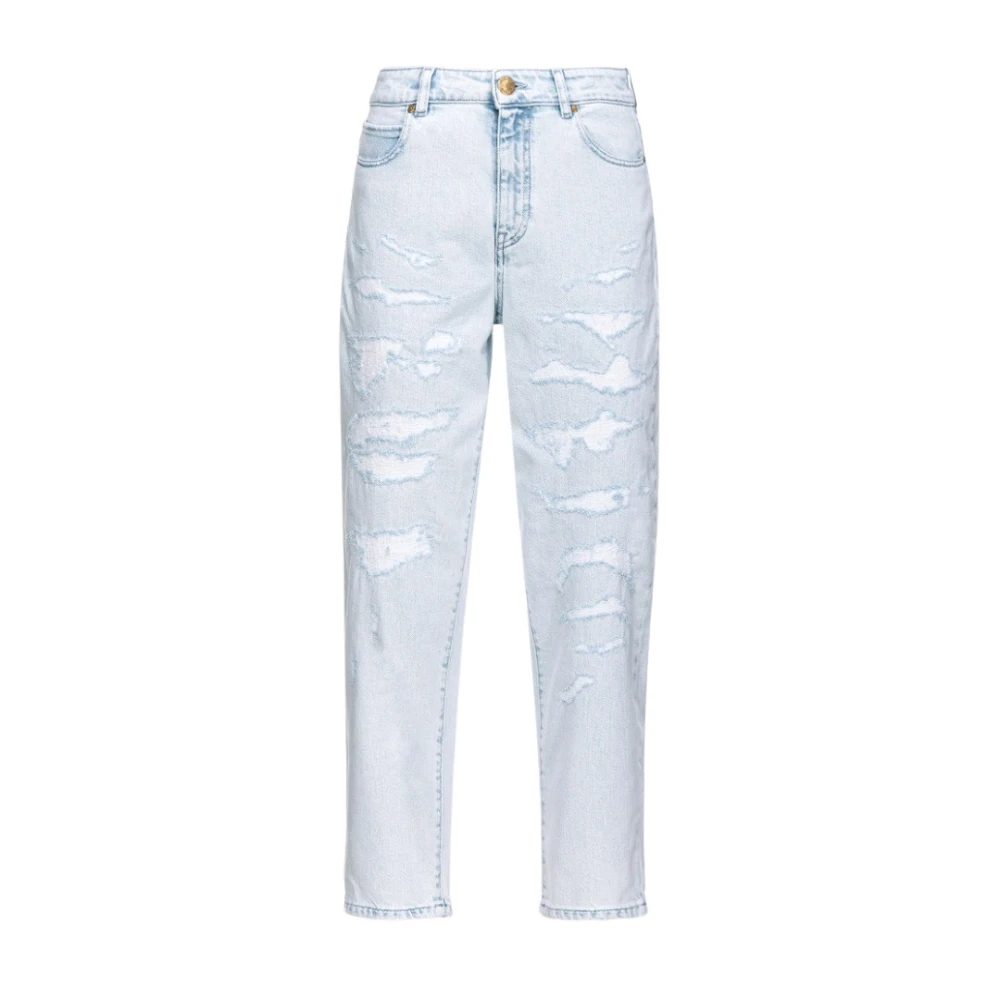 Pinko Lichte Mom-Fit Jeans met Scheuren White Dames