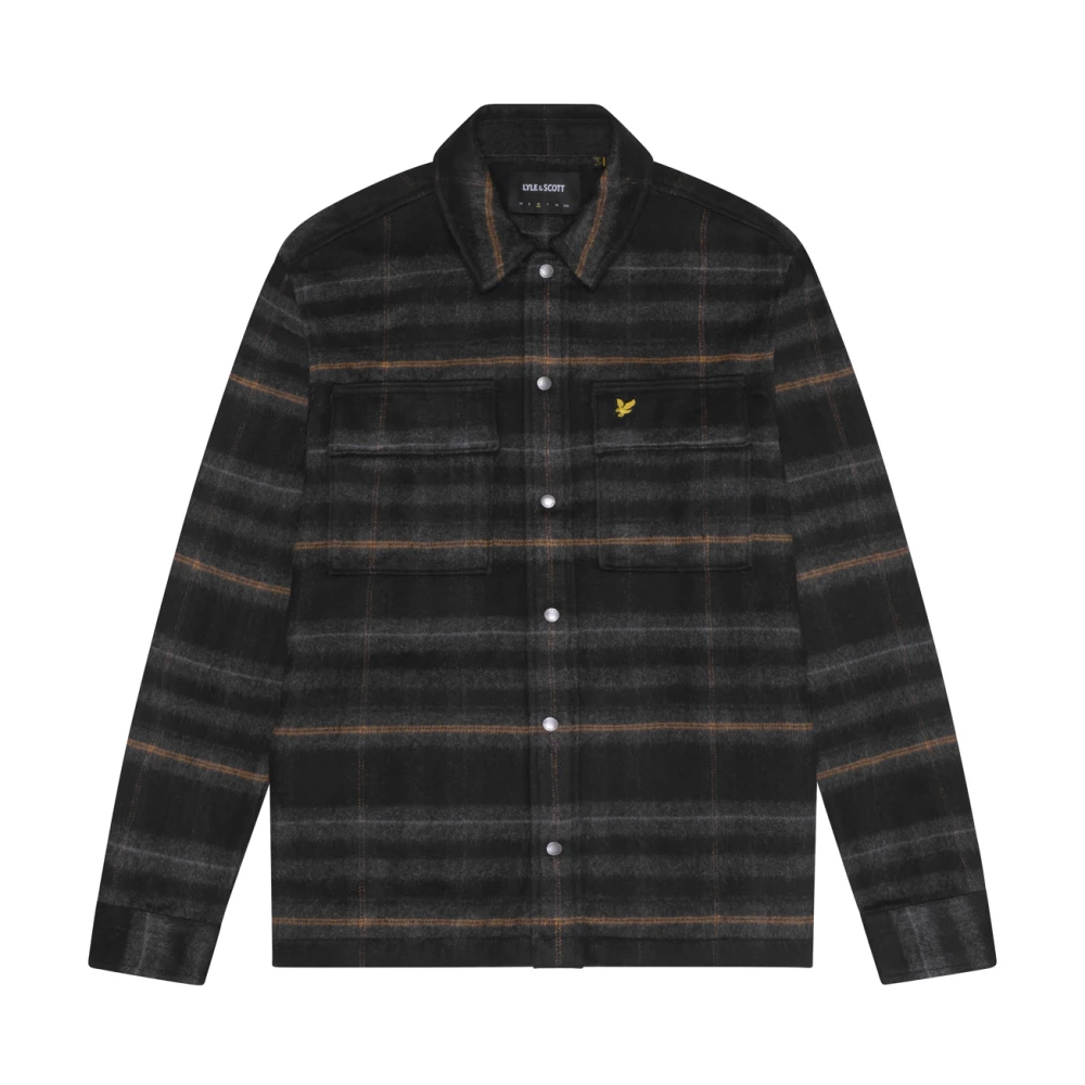 Lyle & Scott LS Geweven Shirts Geborstelde Tartan Overshirt Black Heren