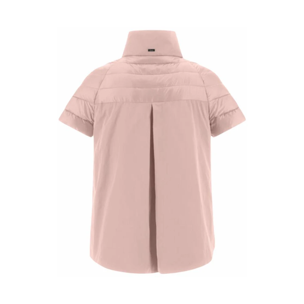 Herno Lichtgewicht Taffeta Cape met Veer Padding Pink Dames
