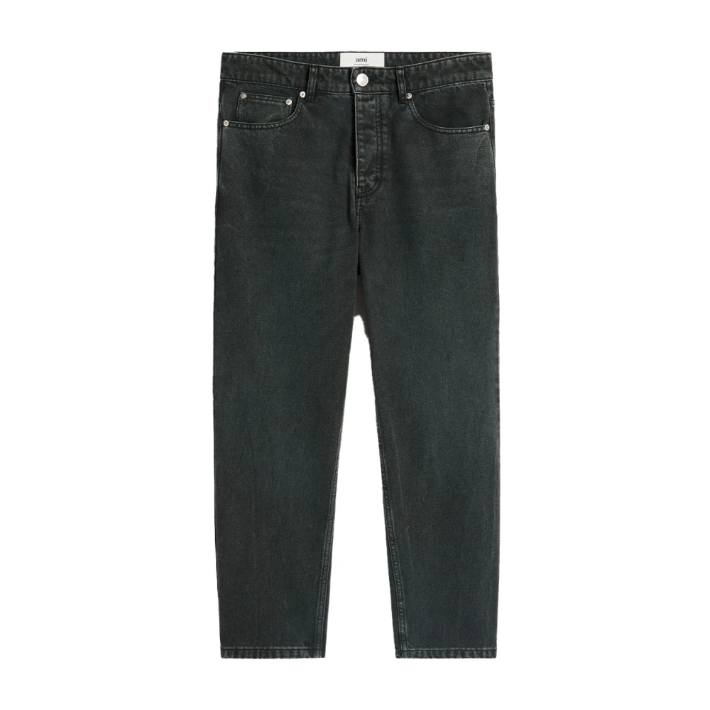 Ami Paris Kleurrijke Tapered Twill Katoenen Jeans Black Heren