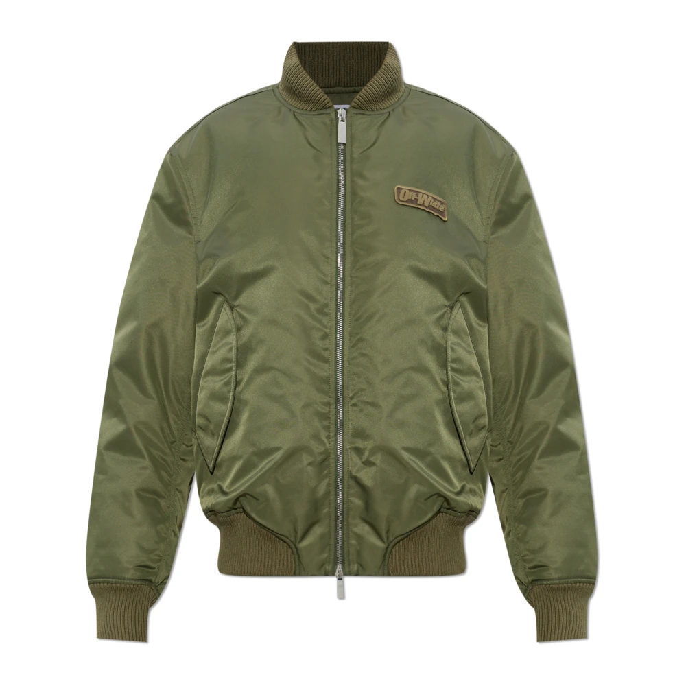 Off-White Beige Off-White Embroidered Nylon Bomber Jacket - Woman Jackets It - 42 - Immagine 2