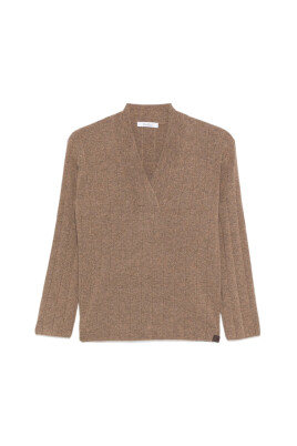 pull-marron-a-col-en-v-cotele