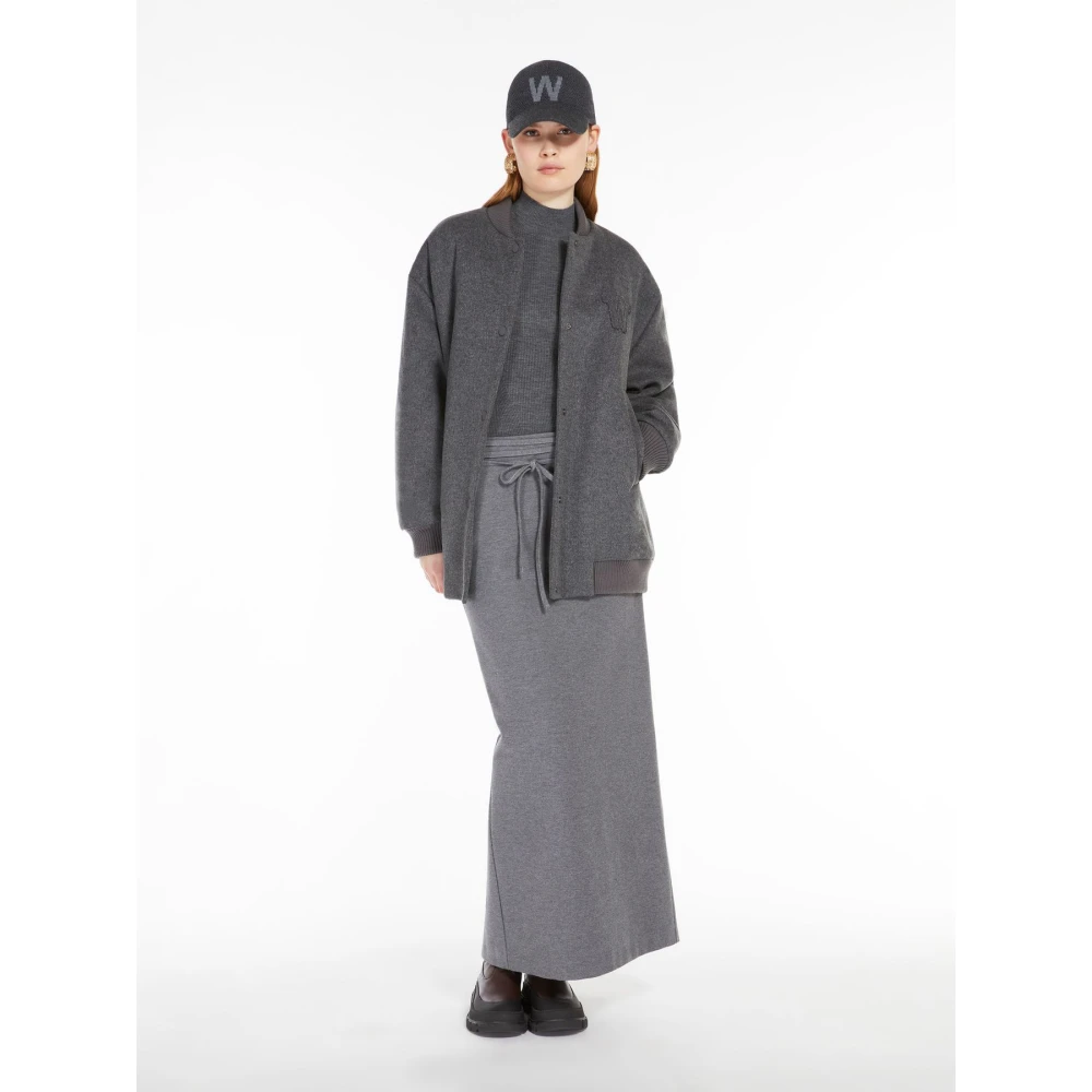 Max Mara Weekend Wollen Bomberjack met Geribbelde Kraag Gray Dames