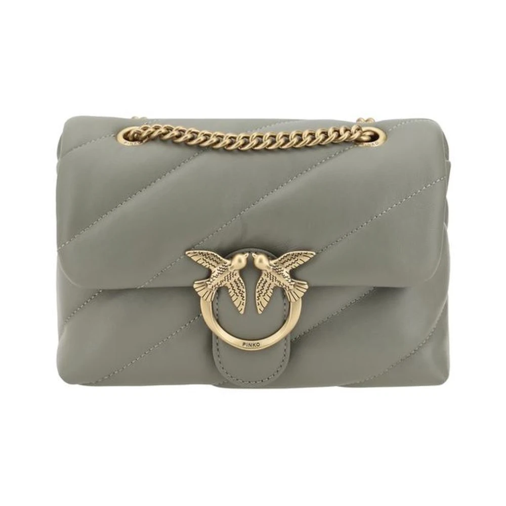 Pinko Gewatteerde Love Birds Schoudertas Gray Dames