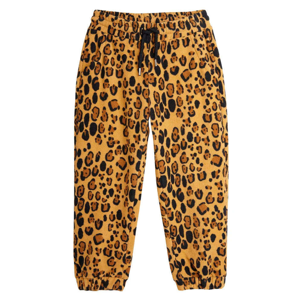 Mini Rodini Girls Brown Sweatpants, 3 Y, Leopard Joggers