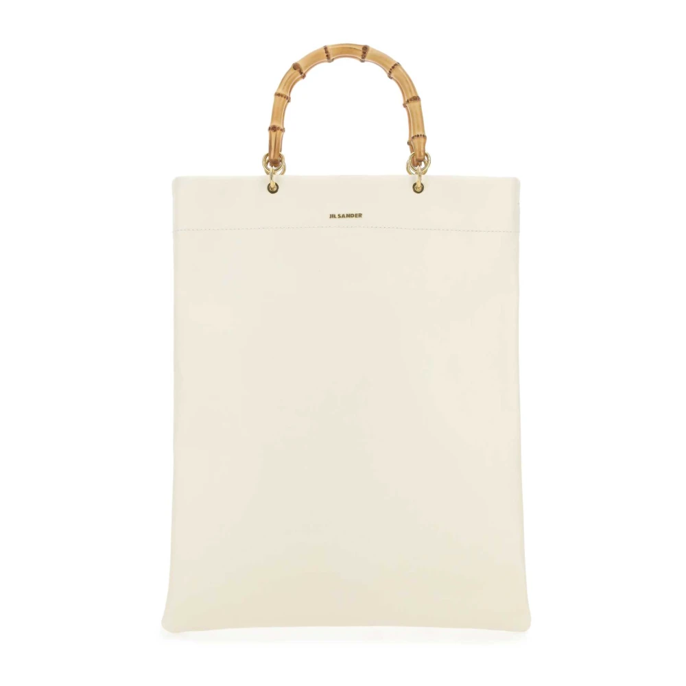 Jil Sander Women's Ivory Leather Medium Shopping Bag