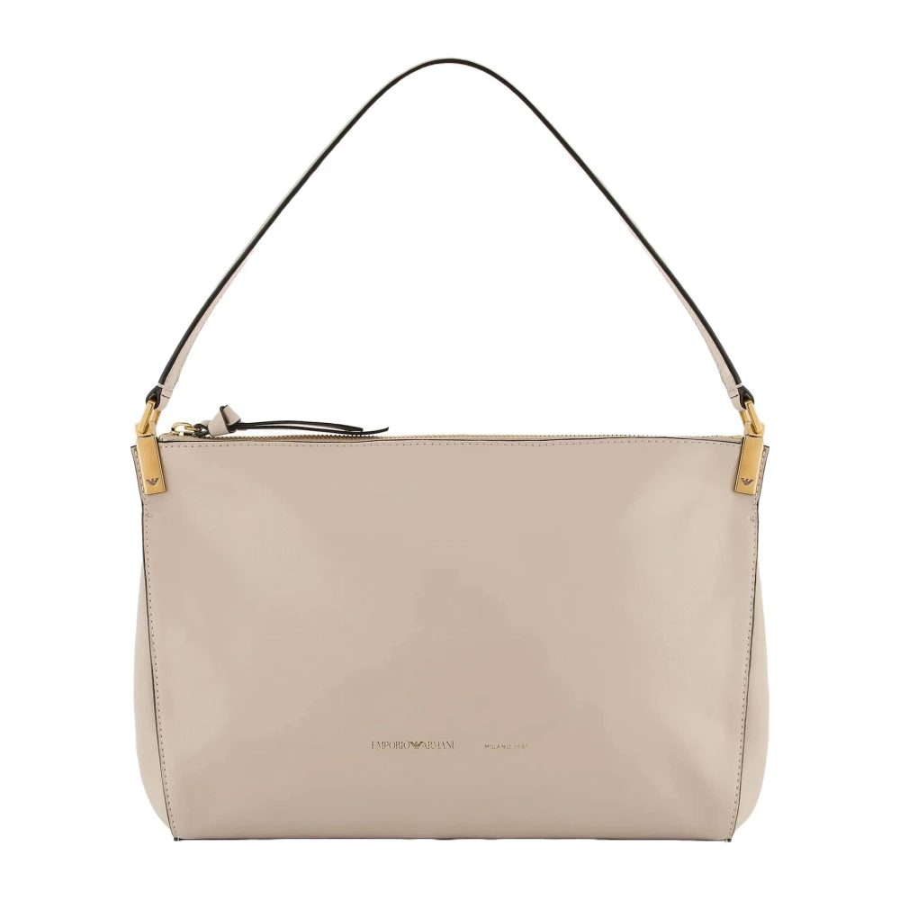 Emporio Armani Glad leer enkele handgreep ritssluiting Beige Dames