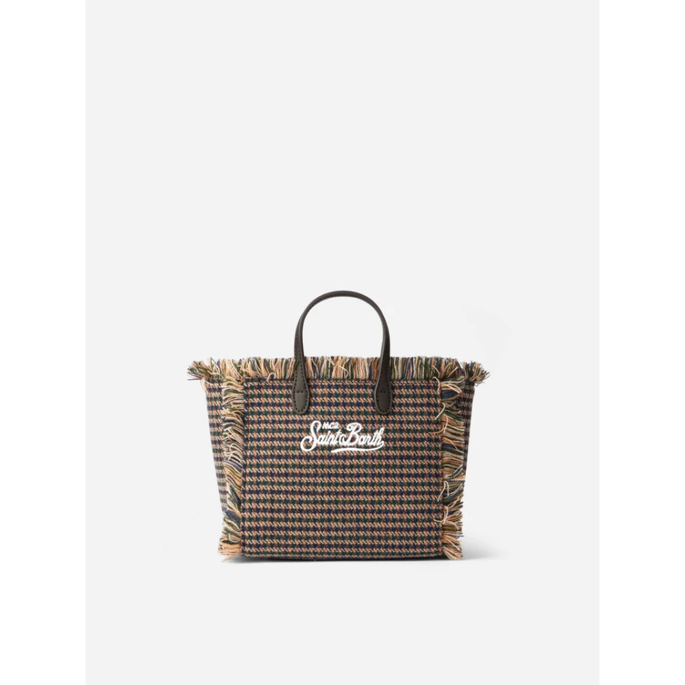 MC2 Saint Barth Mini Vanity Wollen Handtas met Houndstooth Beige Dames