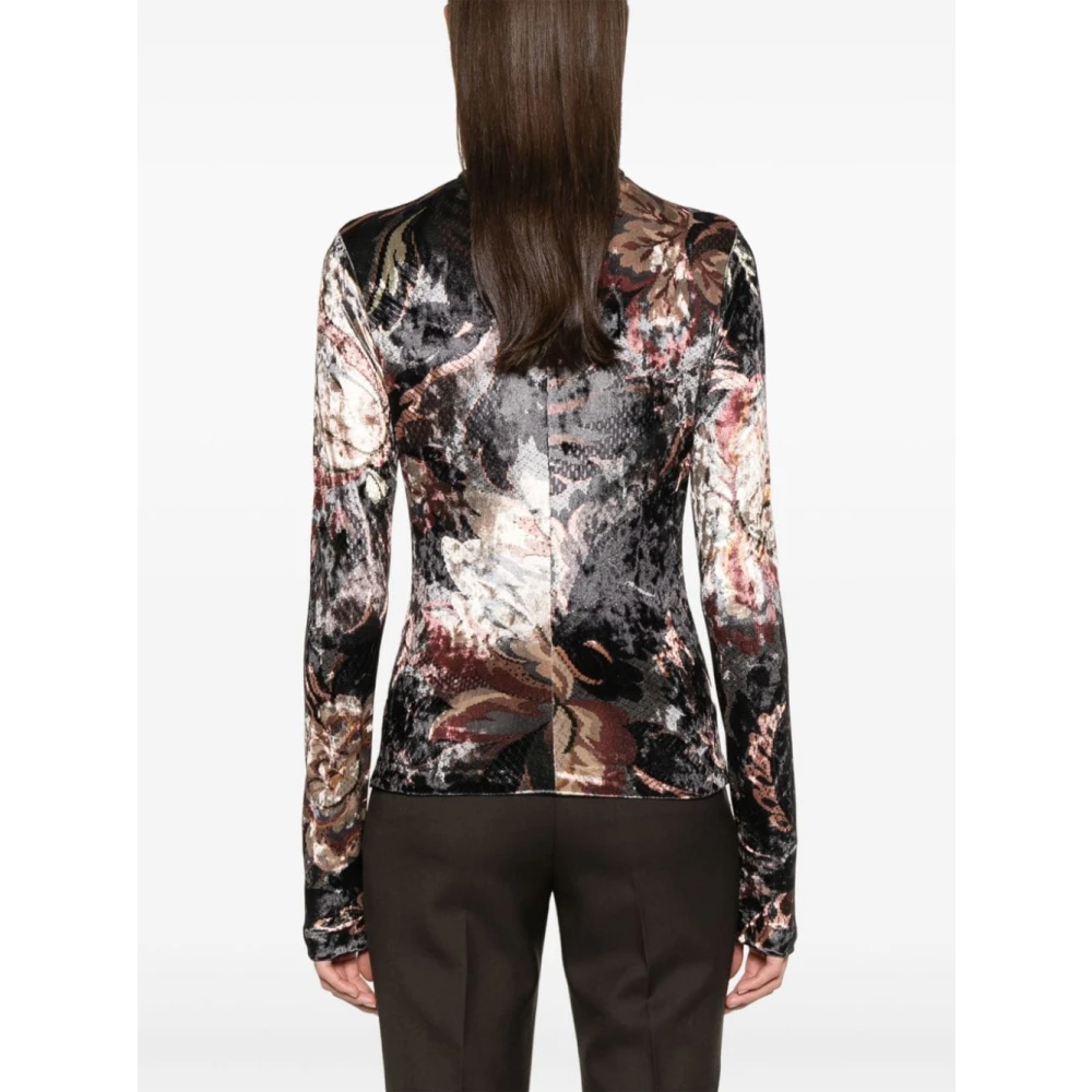 ETRO Zwarte Bloemenfluwelen Trui Multicolor Dames