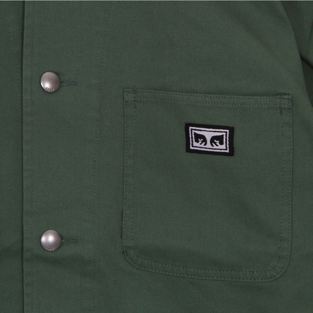 Obey Zomer werkjas met kraag knopen Green Heren