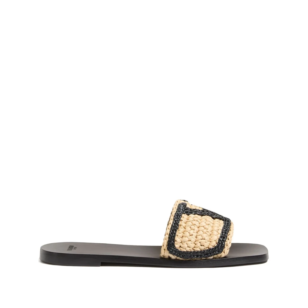 Valentino Garavani Women's Beige Sliders, 7 Uk, Fashion Slide Sandals Black