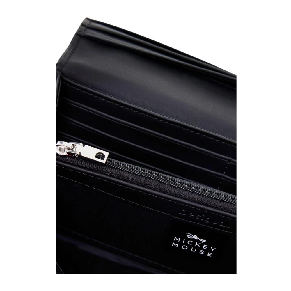 Desigual Zwarte Clip-Fastening Portemonnee met Ritssluiting Black Dames
