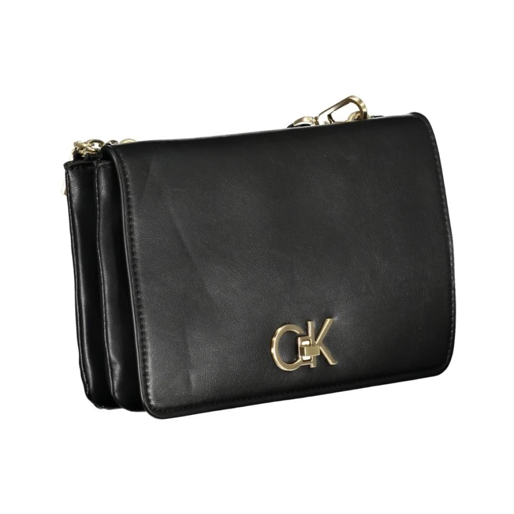 Calvin Klein Zwarte Polyester Schoudertas met Meerdere Compartimenten Black Dames