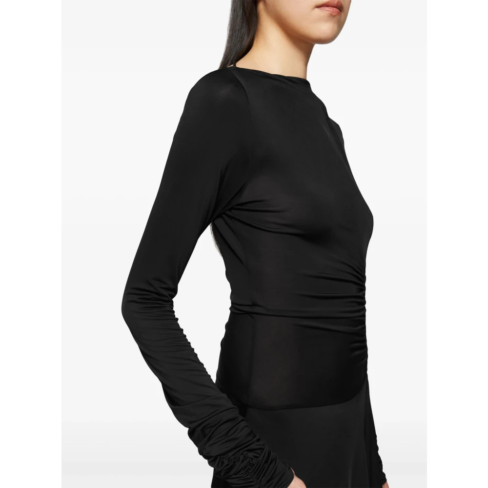 Acne Studios Zwarte Lange Mouw Uitlopende Jurk Black Dames