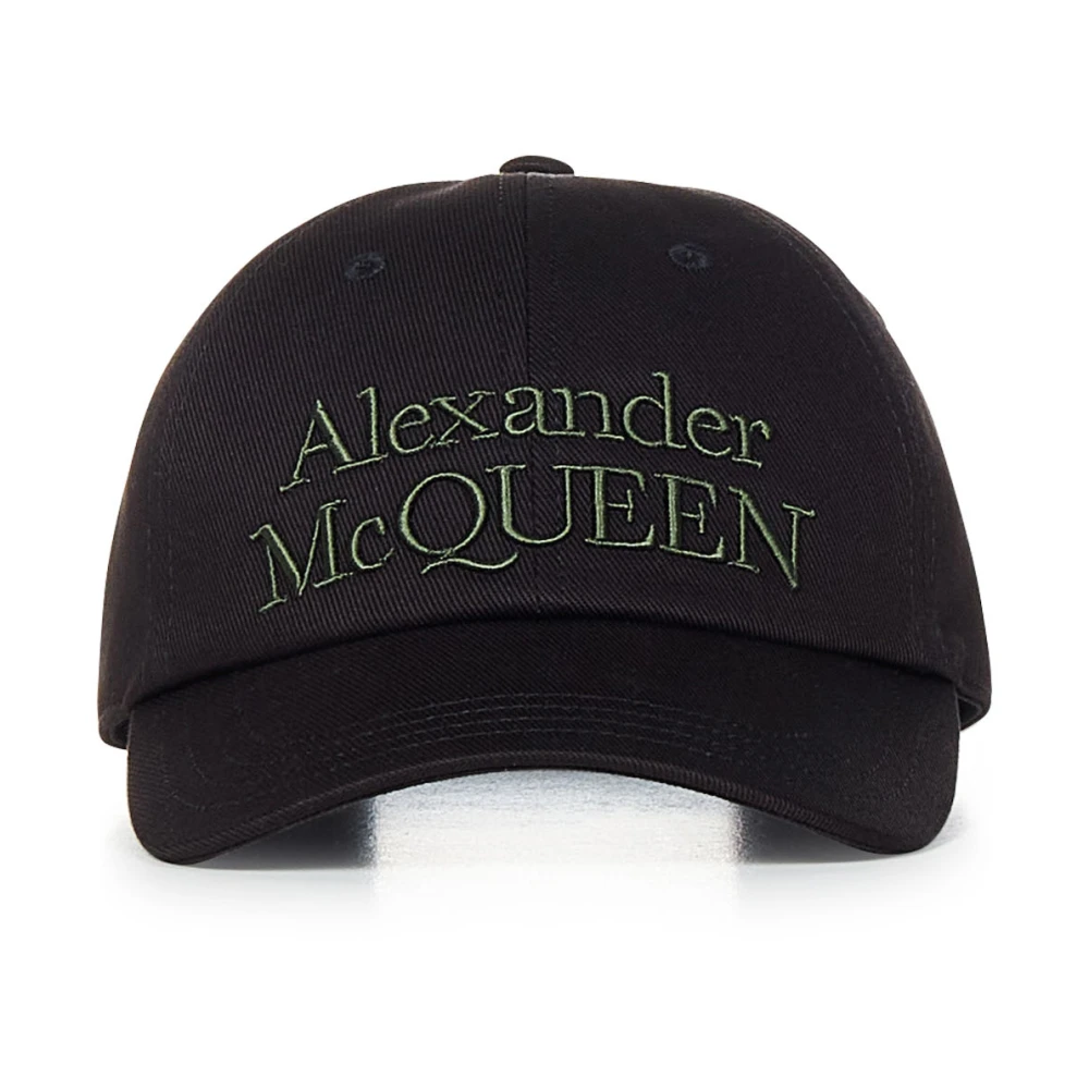 Alexander mcqueen Zwarte militair groene geborduurde hoed Black Heren